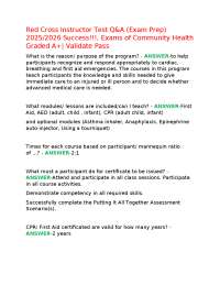 Red Cross Instructor Test Q&A (Exam Prep) 2025/2026 Success!!!, Exams of Community Health