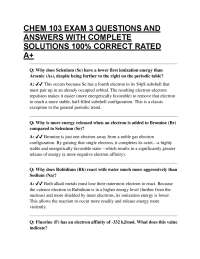 CHEM 103 EXAM 3 QUESTIONS AND ANSWERS WITH COMPLETE SOLUTIONS 100% CORRECT RATED A+
