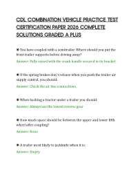 CDL COMBINATION VEHICLE PRACTICE TEST CERTIFICATION PAPER 2026 COMPLETE SOLUTIONS GRADED A