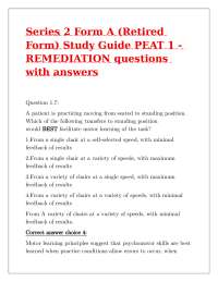 Series 2 Form A (Retired Form) Study Guide PEAT 1 - REMEDIATION questions with answers,