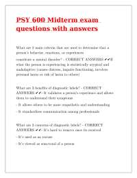 PSY 600 Midterm exam questions with answers.