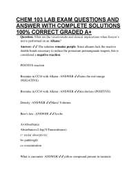 CHEM 103 LAB EXAM QUESTIONS AND ANSWER WITH COMPLETE SOLUTIONS 100% CORRECT GRADED A+