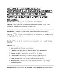 AIC 301 STUDY GUIDE EXAM QUESTIONS AND ANSWERS (VERIFIED ANSWERS) MOST RECENT EXAM COMPL