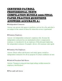 CERTIFIED PAYROLL PROFESSIONAL TESTS COMPILATION BUNDLE 2026 FINAL PAPER PRACTICE QUESTION