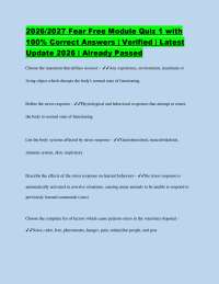 2026/2027 Fear Free Module Quiz 1 with 100% Correct Answers | Verified | Latest Update 202