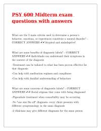 PSY 600 Midterm exam questions with answers