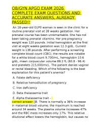 OB/GYN APGO EXAM 2026 COMPLETE EXAM QUESTIONS AND ACCURATE ANSWERS, ALREADY PASSED!!