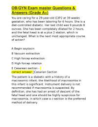 OB/GYN Exam master Questions & Answers (Grade A+)