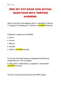 DMS 207 GYN EXAM 2026 ACTUAL QUESTIONS WITH VERIFIED ANSWERS.