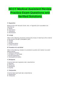 NCCT Medical Assistant Review Practice Exam Questions and Verified Solutions
