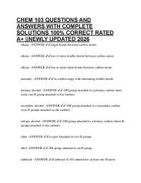 CHEM 103 QUESTIONS AND ANSWERS WITH COMPLETE SOLUTIONS 100% CORRECT RATED A+ ||NEWLY UP