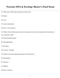 Forensic DNA & Serology Master's Final Exam