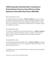 TCOLE Transportation Code Study Guide 2026–2027 | Texas Traffic Law, Vehicle Regulations &