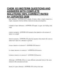CHEM 103 MIDTERM QUESTIONS AND ANSWERS WITH COMPLETE SOLUTIONS 100% CORRECT RATED A+ ||