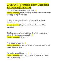 3. OB/GYN Paramedic Exam Questions & Answers (Grade A+)