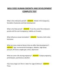 WGU D202 HUMAN GROWTH AND DEVELOPMENT COMPLETE TEST