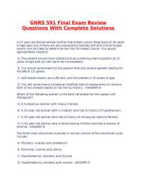 GNRS 591 Final Exam Review Questions With Complete Solutions.