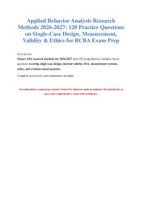ABA Research Methods Exam 2026-2027 Study Guide
