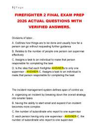 FIREFIGHTER 2 FINAL EXAM PREP 2026 ACTUAL QUESTIONS WITH VERIFIED ANSWERS.