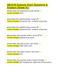 OB/GYN Anatomy Exam Questions & Answers (Grade A+)