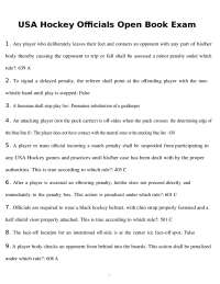 USA Hockey Officials Open Book Exam Questions With Correct Solutions