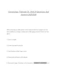 Gerontology Tabloski Ch. 18 & 20 Questions And Answers 2025/2026