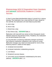 Pharmacology HESI V2 Preparation Exam Questions And ANSWER 2025/2026| Graded A+| Certain S