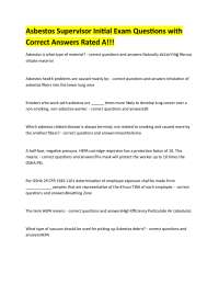 Asbestos Supervisor Initial Exam Questions with Correct Answers Rated A!!!