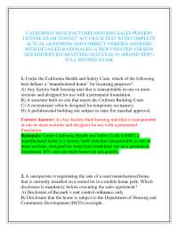 CALIFORNIA MANUFACTURED HOUSING SALES PERSION LICENSE EXAM 2026/2027 ACCURATE TEST WITH C