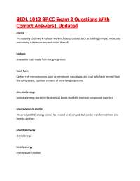 BIOL 1013 BRCC Exam 2 Questions With Correct Answers| Updated