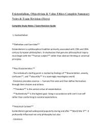 Existentialism, Objectivism & Value Ethics-Complete Summary Notes & Exam Revision (Fiero)