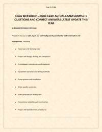 Texas Well Driller License Exam Actual Questions and Correct Answers Latest Update This Ye