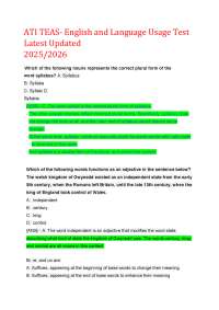ATI TEAS English & Language Usage Practice Test 2025/2026 | Study Guide & Answers