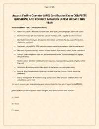 Aquatic Facility Operator (AFO) Certification Exam COMPLETE QUESTIONS AND CORRECT ANSWERS