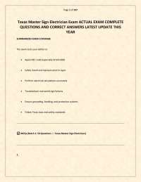 Texas Master Sign Electrician Exam Actual Questions and Correct Answers Latest Update This
