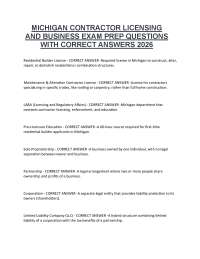 Michigan Contractor Licensing and Business Exam Questions and Answers Study Guide Verified