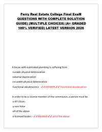 Perry Real Estate College Final ExaM QUESTIONS WITH COMPLETE SOLUTION GUIDE) (MULTIPLE C