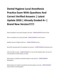 Dental Hygiene Local Anesthesia Practice Exam With Questions And Correct Verified Answer