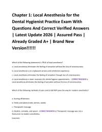 Chapter 1: Local Anesthesia for the Dental Hygienist Practice Exam With Questions And Co