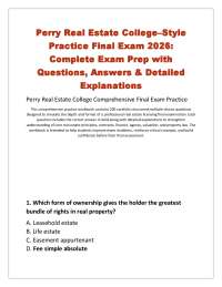 Perry Real Estate College–Style Practice Final Exam 2026: Complete Exam Prep with Quest