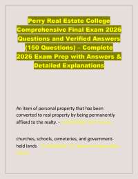Perry Real Estate College Comprehensive Final Exam 2026 Questions and Verified Answers