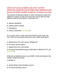LEED GA Practice EXAM 2026-2027 LATEST UPDATED VERSION QUESTIONS AND ANSWERS.pdf, Exams