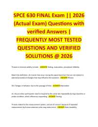 SPCE 630 FINAL Exam || 2026 (Actual Exam) Questions with verified Answers