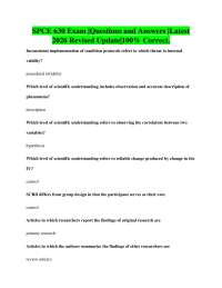 SPCE 630 Exam |Questions and Answers |Latest 2026 Revised Update|100% Correct