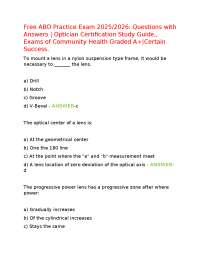 Free ABO Practice Exam 2025/2026: Questions with Answers | Optician Certification Study Gu