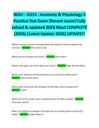 WGU -D313 - Anatomy & Physiology 2 Practice Test Exam (Recent exam) Fully solved & updated