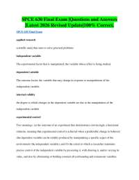 SPCE 630 Final Exam |Questions and Answers |Latest 2026 Revised Update|100% Correct