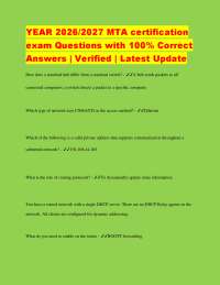 YEAR 2026/2027 MTA certification exam Questions with 100% Correct Answers | Verified | Lat