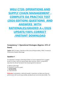 WGU C720: OPERATIONS AND SUPPLY CHAIN MANAGEMENT - COMPLETE OA PRACTICE TEST (2026 EDIT
