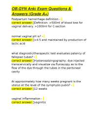 OB.GYN Anki Exam Questions & Answers (Grade A+)